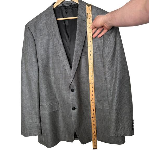 Calvin Klein Mens 48L Silk & Wool Blazer Checked Plaid 2 Button Jacket Gray EUC! - Picture 5 of 8